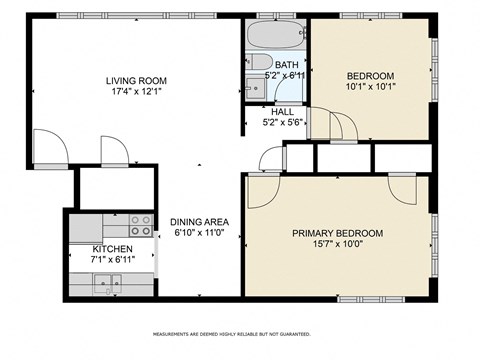 a floor plan of a house with a bedroom and a living room and a kitchen